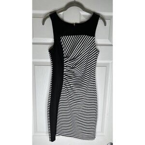 Guess Los Angeles Striped Sleeveless Dress Size 6 Black White